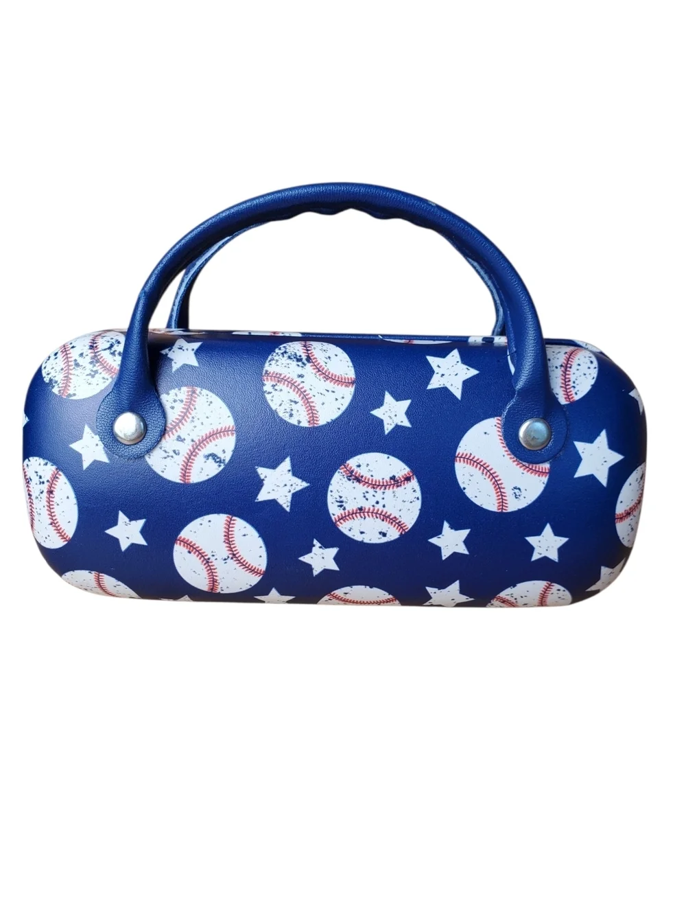 Blue Baseball Pattern Hard Shell Glasses Case